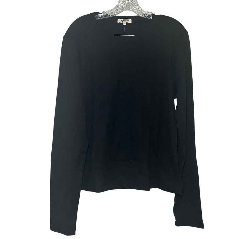 NWT Madewell The '90s Long-Sleeve Tee in Compact Cotton black women's 2X basic